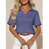 imageImily Bela Womens Short Sleeve Polo T Shirts V Neck Summer Casual Basic Tee TopsNavy