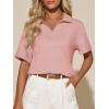 imageImily Bela Womens Short Sleeve Polo T Shirts V Neck Summer Casual Basic Tee TopsPink