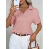 imageImily Bela Womens Short Sleeve Polo T Shirts V Neck Summer Casual Basic Tee TopsPink