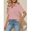 imageImily Bela Womens Short Sleeve Polo T Shirts V Neck Summer Casual Basic Tee TopsPink
