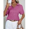 imageImily Bela Womens Short Sleeve Polo T Shirts V Neck Summer Casual Basic Tee TopsRose Red