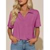 imageImily Bela Womens Short Sleeve Polo T Shirts V Neck Summer Casual Basic Tee TopsRose Red