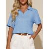 imageImily Bela Womens Short Sleeve Polo T Shirts V Neck Summer Casual Basic Tee TopsSky Blue