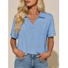 imageImily Bela Womens Short Sleeve Polo T Shirts V Neck Summer Casual Basic Tee TopsSky Blue