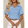imageImily Bela Womens Short Sleeve Polo T Shirts V Neck Summer Casual Basic Tee TopsSky Blue