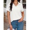 imageImily Bela Womens Short Sleeve Polo T Shirts V Neck Summer Casual Basic Tee TopsWhite
