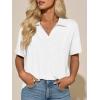 imageImily Bela Womens Short Sleeve Polo T Shirts V Neck Summer Casual Basic Tee TopsWhite