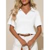 imageImily Bela Womens Short Sleeve Polo T Shirts V Neck Summer Casual Basic Tee TopsWhite