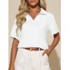 imageImily Bela Womens Short Sleeve Polo T Shirts V Neck Summer Casual Basic Tee TopsWhite