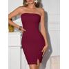 imageImily Bela Womens Strapless Bodycon Dresses Ribbed Knit Wedding Guest Dress Mini Skirts Going Out Tube Top Summer 2025Burgundy