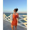 imageImily Bela Womens Strapless Bodycon Dresses Ribbed Knit Wedding Guest Dress Mini Skirts Going Out Tube Top Summer 2025Orange