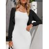 imageImily Bela Womens Summer Cropped Cardigan Casual Long Sleeve Knit Sweaters Open Front Bolero Shrugs for DressesBlack