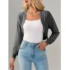 imageImily Bela Womens Summer Cropped Cardigan Casual Long Sleeve Knit Sweaters Open Front Bolero Shrugs for DressesDark Grey