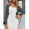 imageImily Bela Womens Summer Cropped Cardigan Casual Long Sleeve Knit Sweaters Open Front Bolero Shrugs for DressesDark Grey