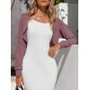 imageImily Bela Womens Summer Cropped Cardigan Casual Long Sleeve Knit Sweaters Open Front Bolero Shrugs for DressesDark Red