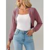 imageImily Bela Womens Summer Cropped Cardigan Casual Long Sleeve Knit Sweaters Open Front Bolero Shrugs for DressesDark Red