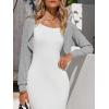 imageImily Bela Womens Summer Cropped Cardigan Casual Long Sleeve Knit Sweaters Open Front Bolero Shrugs for DressesLight Grey