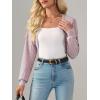 imageImily Bela Womens Summer Cropped Cardigan Casual Long Sleeve Knit Sweaters Open Front Bolero Shrugs for DressesPink