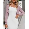 imageImily Bela Womens Summer Cropped Cardigan Casual Long Sleeve Knit Sweaters Open Front Bolero Shrugs for DressesPink
