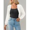 imageImily Bela Womens Summer Cropped Cardigan Casual Long Sleeve Knit Sweaters Open Front Bolero Shrugs for DressesWhite