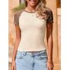 imageImily Bela Womens Summer Short Sleeve T Shirts Slim Fitted Raglan Color Block Crop Tops 2025 Basic Casual Y2k Stretchy TeeApricot Camel
