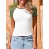 imageImily Bela Womens Summer Short Sleeve T Shirts Slim Fitted Raglan Color Block Crop Tops 2025 Basic Casual Y2k Stretchy TeeArmy Green