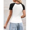 imageImily Bela Womens Summer Short Sleeve T Shirts Slim Fitted Raglan Color Block Crop Tops 2025 Basic Casual Y2k Stretchy TeeBlackwhite