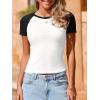 imageImily Bela Womens Summer Short Sleeve T Shirts Slim Fitted Raglan Color Block Crop Tops 2025 Basic Casual Y2k Stretchy TeeBlackwhite