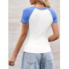 imageImily Bela Womens Summer Short Sleeve T Shirts Slim Fitted Raglan Color Block Crop Tops 2025 Basic Casual Y2k Stretchy TeeBlue