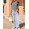 imageImily Bela Womens Summer Short Sleeve T Shirts Slim Fitted Raglan Color Block Crop Tops 2025 Basic Casual Y2k Stretchy TeeBlush Gray