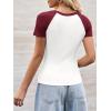 imageImily Bela Womens Summer Short Sleeve T Shirts Slim Fitted Raglan Color Block Crop Tops 2025 Basic Casual Y2k Stretchy TeeBurgundy