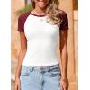 imageImily Bela Womens Summer Short Sleeve T Shirts Slim Fitted Raglan Color Block Crop Tops 2025 Basic Casual Y2k Stretchy TeeBurgundy