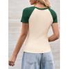 imageImily Bela Womens Summer Short Sleeve T Shirts Slim Fitted Raglan Color Block Crop Tops 2025 Basic Casual Y2k Stretchy TeeDark Green