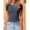 imageImily Bela Womens Summer Short Sleeve T Shirts Slim Fitted Raglan Color Block Crop Tops 2025 Basic Casual Y2k Stretchy TeeDark Greyblack