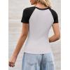 imageImily Bela Womens Summer Short Sleeve T Shirts Slim Fitted Raglan Color Block Crop Tops 2025 Basic Casual Y2k Stretchy TeeKhaki