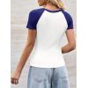 imageImily Bela Womens Summer Short Sleeve T Shirts Slim Fitted Raglan Color Block Crop Tops 2025 Basic Casual Y2k Stretchy TeeNavy Blue