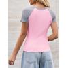 imageImily Bela Womens Summer Short Sleeve T Shirts Slim Fitted Raglan Color Block Crop Tops 2025 Basic Casual Y2k Stretchy TeePink