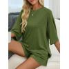 imageImily Bela Womens Two Piece Lounge Set 2025 Summer Casual Oversized Shirts Biker Shorts Matching Airport Travel OutfitArmy Green