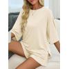 imageImily Bela Womens Two Piece Lounge Set 2025 Summer Casual Oversized Shirts Biker Shorts Matching Airport Travel OutfitBeige