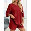 imageImily Bela Womens Two Piece Lounge Set 2025 Summer Casual Oversized Shirts Biker Shorts Matching Airport Travel OutfitBurgundy