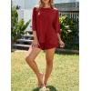 imageImily Bela Womens Two Piece Lounge Set 2025 Summer Casual Oversized Shirts Biker Shorts Matching Airport Travel OutfitBurgundy