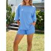 imageImily Bela Womens Two Piece Lounge Set 2025 Summer Casual Oversized Shirts Biker Shorts Matching Airport Travel OutfitLight Blue