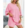 imageImily Bela Womens Two Piece Lounge Set 2025 Summer Casual Oversized Shirts Biker Shorts Matching Airport Travel OutfitPink