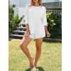 imageImily Bela Womens Two Piece Lounge Set 2025 Summer Casual Oversized Shirts Biker Shorts Matching Airport Travel OutfitWhite