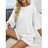 imageImily Bela Womens Two Piece Lounge Set 2025 Summer Casual Oversized Shirts Biker Shorts Matching Airport Travel OutfitWhite