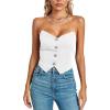 imageImily Bela Womens Corset Tops Cropped Going Out Strapless Shirred Back Button Down Bustier Bodyshaper