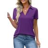imageImily Bela Womens Short Sleeve Polo Shirts V Neck Business Dressy Casual Tops Summer Collared Trendy TeesPurple