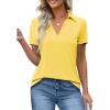 imageImily Bela Womens Short Sleeve Polo Shirts V Neck Business Dressy Casual Tops Summer Collared Trendy TeesYellow