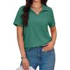 imageImily Bela Womens Short Sleeve Polo T Shirts V Neck Summer Casual Basic Tee TopsDark Green