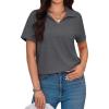 imageImily Bela Womens Short Sleeve Polo T Shirts V Neck Summer Casual Basic Tee TopsDark Grey